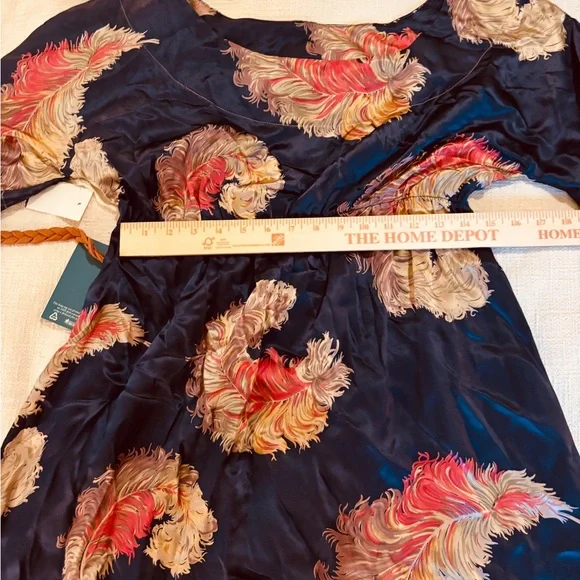 Schone Maternity Feather Blue Mini Dress w Orange Belt NEW Women’s Size L - Picture 9 of 10